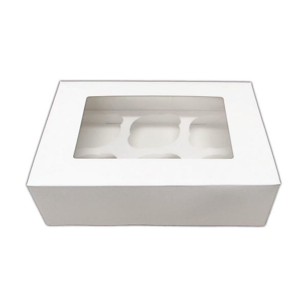 Pack of 25 Windowed Cupcake Boxes with 6 Cavity Insert