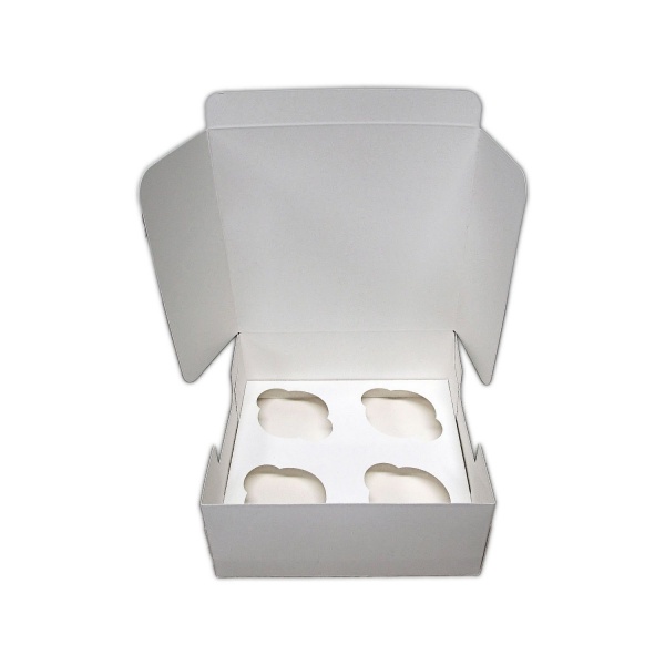 CUPCAKEBEE4025 - 4 Cupcake POP UP Box with Inserts 7 x 7 x 3 Non-Window - Pack of 25