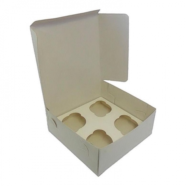 CUPCAKEBHE1 - 4 Cupcake Box (Hand Erect) With Inserts 7 x 7 x 3'' x 250
