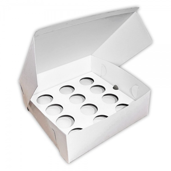 CUPCAKEBHE1225 - 12 Cupcake Box Hand Erect 12 x 12 x 4'' With Inserts x 25