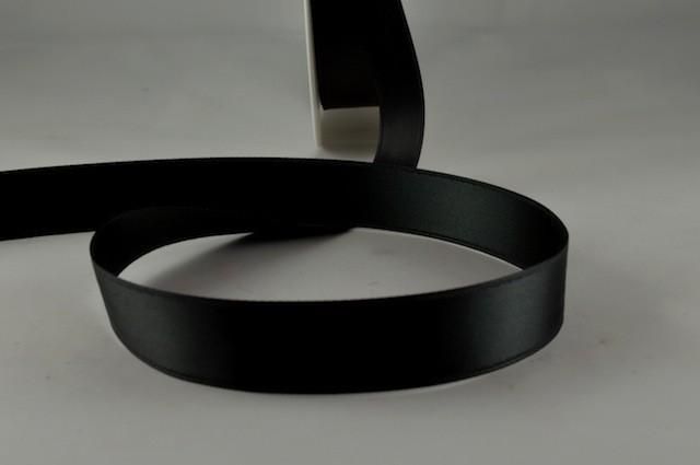 RIBBLACK2533 - Ribbon Double Faced Satin Black 25mm x 25 Meters