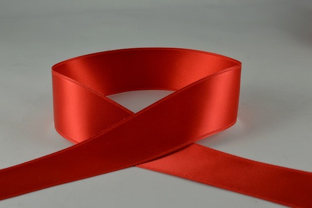 RIBRED1503 - Ribbon Double Faced Satin Red 15mm x 25 Meters