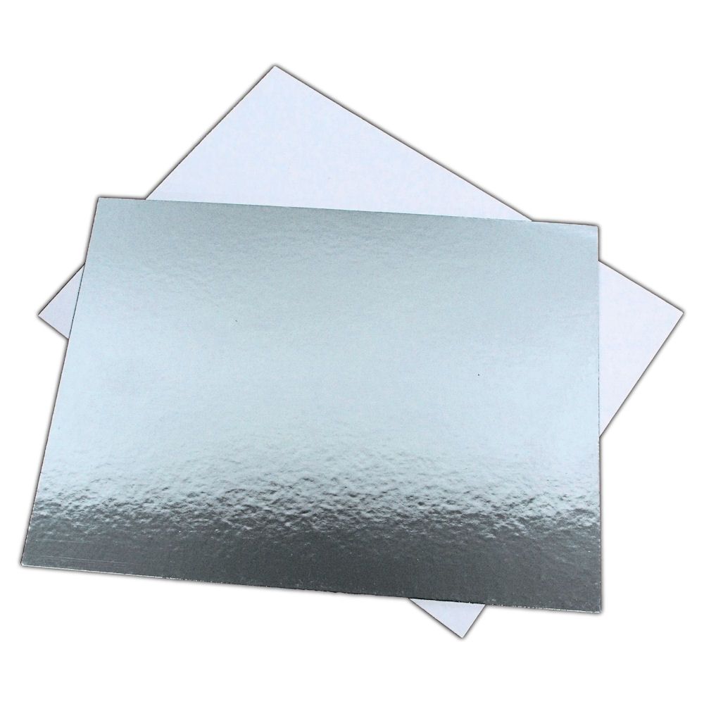 SCC104104B- 10'' x 4'' Rectangular Silver/White Cut Edge Cake Boards x 25