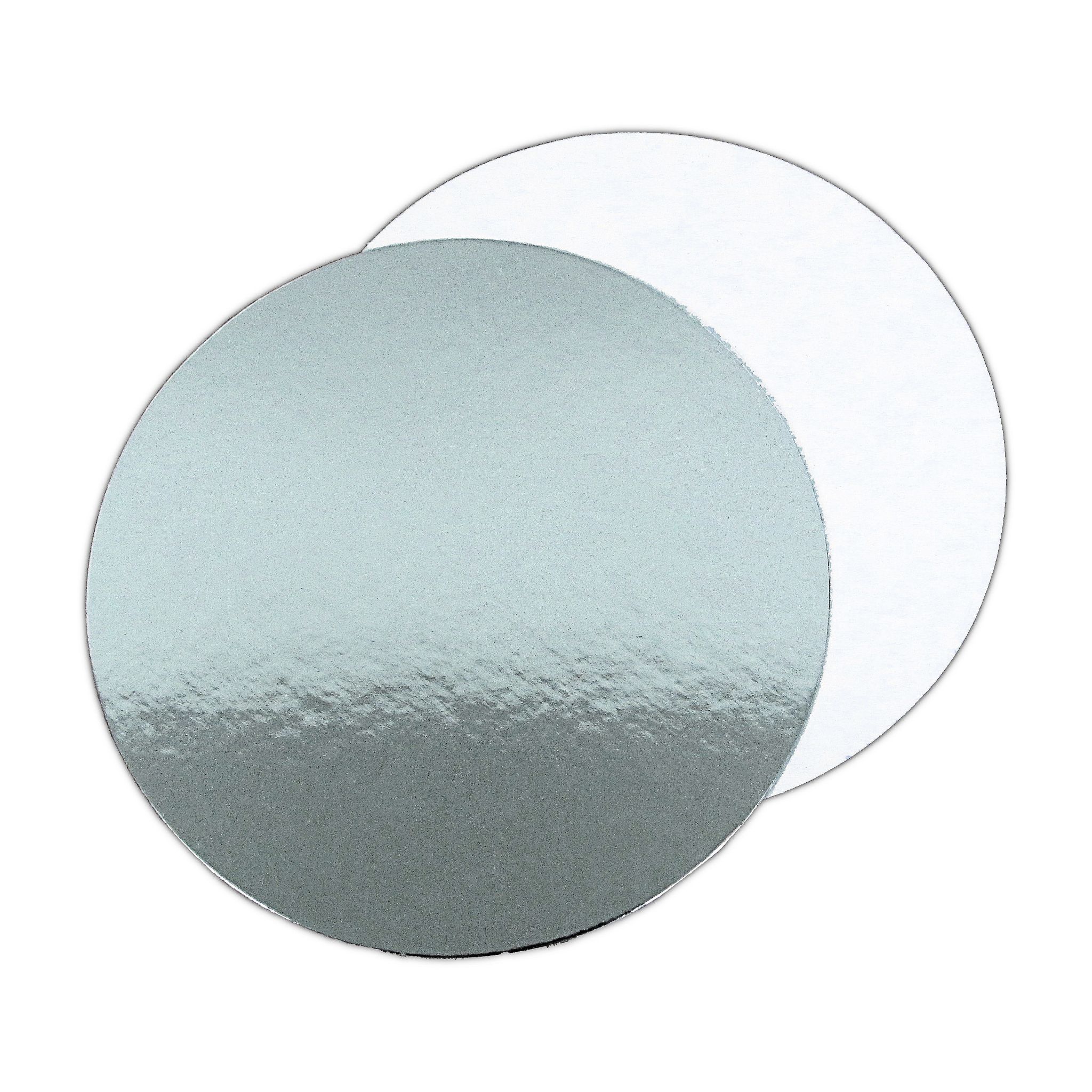 SCC14025 - 14'' Round Silver/White Cut Edge Cake Boards x 25