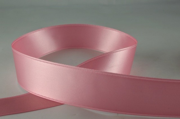 RIBPINK2504 - Ribbon Double Faced Satin Baby Pink 25mm x 25 Meters