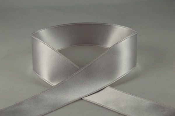 RIBSILVER2584 - Silver Double Faced Satin Ribbon 25mm x 25 Meters