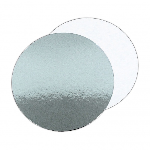 SCC034025 - 7'' Round Silver/White Cut Edge Cake Boards x 25