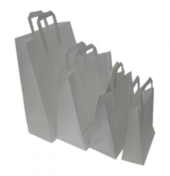 WBPB3570 - SMALL WHITE SOS BLOCK BOTTOM PAPER BAGS 6.85'' X 8.85'' X 3.5'' X 250